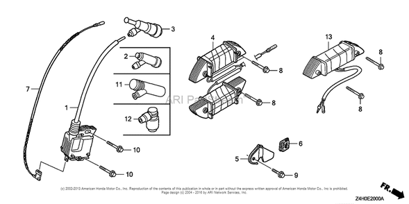 Ignition Coil Diagram and Parts List for GX120UT1 (typeKRSB)(GCAGT-1000001) Honda Engine
