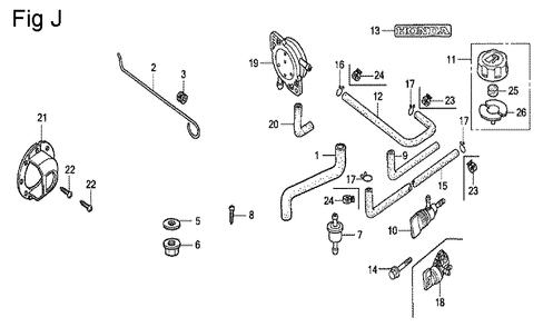 Fig-10 Diagram and Parts List for GC160A Type QHC Honda Engine