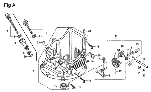 Fig-1 Diagram and Parts List for GSV190LA Type A3T Honda Engine