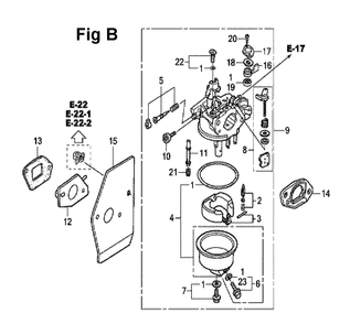 Fig-1 Diagram and Parts List for GXV160UH2 Type SFL Honda Engine
