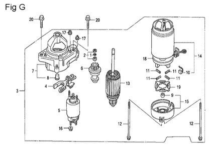 Fig-7 Diagram and Parts List for GCV530 Type QEA1A Honda Engine