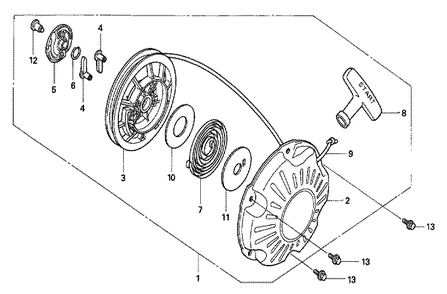 Fig-0 Diagram and Parts List for GX100U Type KRB Honda Engine