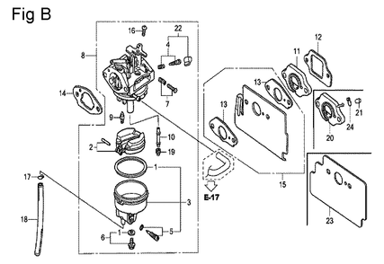 Fig-2 Diagram and Parts List for GC135 Type VHU Honda Engine