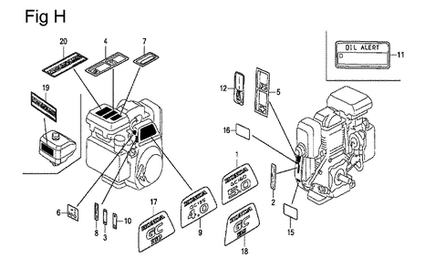 Fig-8 Diagram and Parts List for GC160 Type QHE Honda Engine