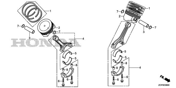 Piston Diagram and Parts List for GX630RHX (Type TDCC)(GCAMH-2000001-9999999) Honda Engine