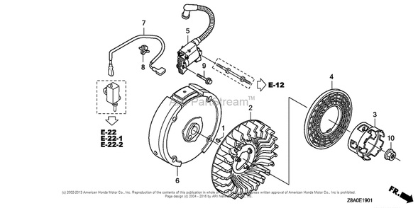 Flywheel + Ignition Coil (Cast Iron) Diagram and Parts List for GC160LA (typeQHC)(GCAHA-3599750) Honda Engine