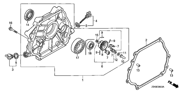 Crankcase Cover (4) Diagram and Parts List for GX270UT2 (Type  VXB7/A)(GCBGT-2000001 - 2258490) Honda Engine