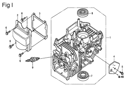 Fig-9 Diagram and Parts List for GSV190A Type N1R Honda Engine