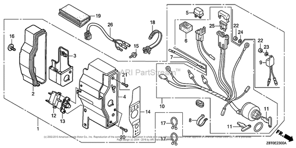 Control Box (1) Diagram and Parts List for GX340RT2 (typeVWE2)(GCBET-1000001) Honda Engine