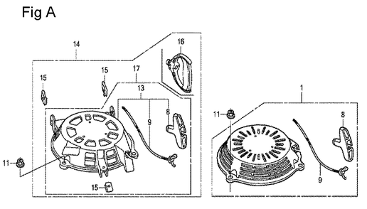 Fig-1 Diagram and Parts List for GCV160LA0 Type S1A Honda Engine