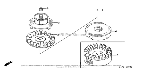 Flywheel (1) Diagram and Parts List for GXV160UH2 (typeN1)(GJABH-1000001) Honda Engine