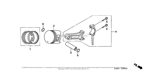 Piston Diagram and Parts List for GX390U2 (typeSXE4)(GCBHK-1000001) Honda Engine