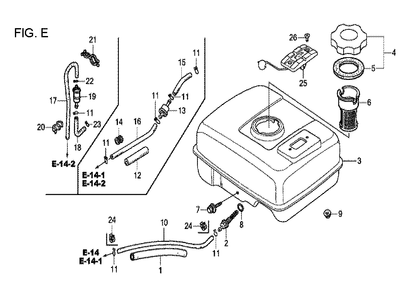 Fig-5 Diagram and Parts List for GX120T1 Type SD16 Honda Engine
