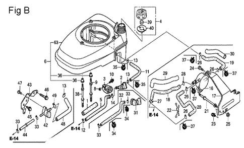 Fig-2 Diagram and Parts List for GCV160A Type E1A2 Honda Engine