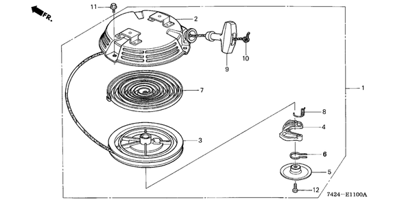 Recoil Starter Diagram and Parts List for HP400K3 (Type  BA/C)(NAA-2800448 - 9999999) Honda Lawn Tractor Accessories