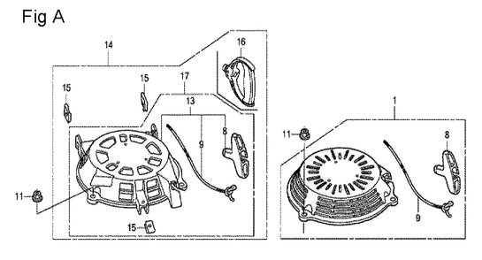 Fig-1 Diagram and Parts List for GCV160LA0 Type A2R Honda Engine