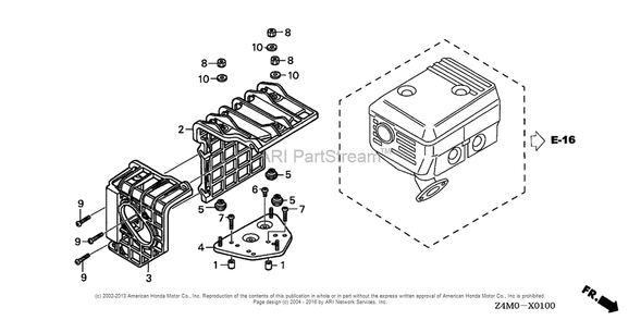 Muffler Cover Diagram and Parts List for GX160RT1 (typeRHG4)(GCAFT-1000001) Honda Engine