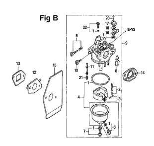 Fig-1 Diagram and Parts List for GXV160A1 Type A12 Honda Engine