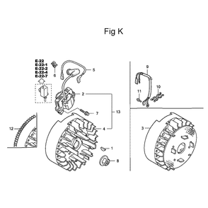 Fig-11 Diagram and Parts List for GC135 Type PHA Honda Engine