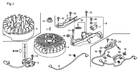 Fig-10 Diagram and Parts List for GSV190A Type A1AF Honda Engine
