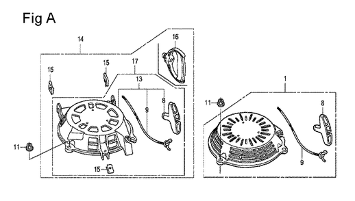Fig-1 Diagram and Parts List for GCV160A Type A1A Honda Engine
