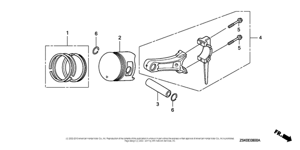 Piston Diagram and Parts List for GX270UT2 (typeSMRB)(GCBGT-1000001) Honda Engine