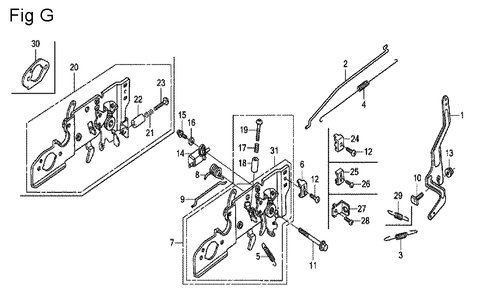 Fig-7 Diagram and Parts List for GCV160A Type A1A Honda Engine