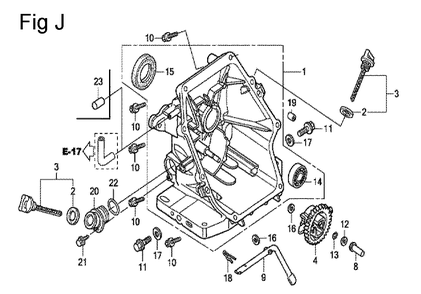 Fig-10 Diagram and Parts List for GC135 Type QHE Honda Engine