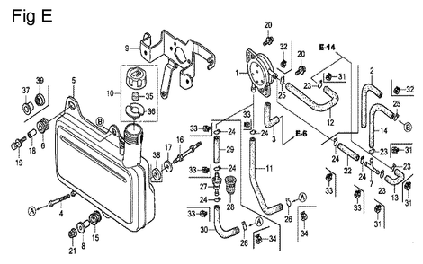 Fig-5 Diagram and Parts List for GC135 Type PHC Honda Engine