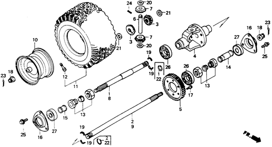 Rear Wheel Diagram and Parts List for HT-R3009K1 (Type  SA)(MA1T-5100001 - 9999999) Honda Lawn Mower