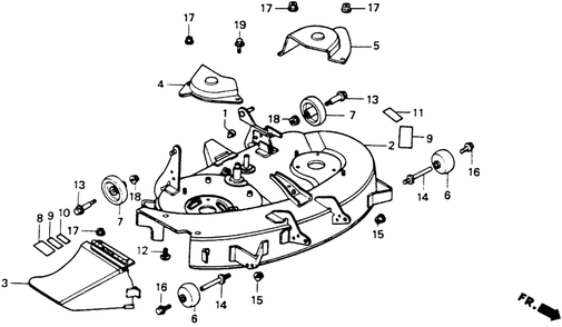 Cutter Housing (Cd3811) Diagram and Parts List for CD3811 (Type  A)(RAH-0000001 - 9999999) Honda Lawn Tractor Accessories