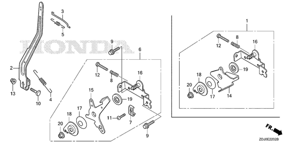 Control (3) Diagram and Parts List for GXR120UT (Type QXBR)(GCCDT-2000001-9999999) Honda Engine