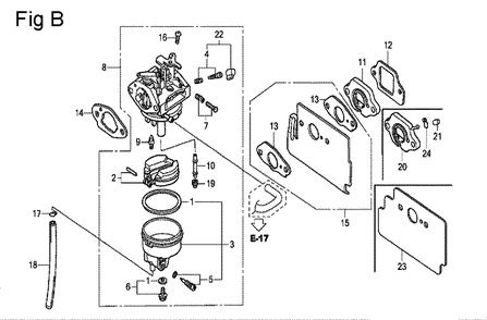 Fig-2 Diagram and Parts List for GC160A Type QFC Honda Engine