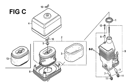 Fig-2 Diagram and Parts List for GX160H1 Type QXBRA Honda Engine