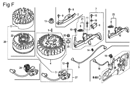 Fig-6 Diagram and Parts List for GCV160 Type N1 Honda Engine
