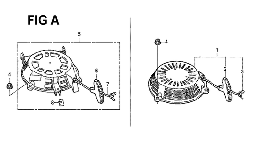 Fig-1 Diagram and Parts List for GCV190LA Type G5AP Honda Engine