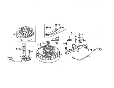 Flywheel Diagram and Parts List for GCV190-LABHH  Honda Engine