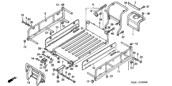 Carrier (Hp400, Hp400k1) Diagram and Parts List for HP400 (Type  BA)(NAA-2000001 - 2299999) Honda Lawn Tractor Accessories