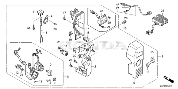 Control Box (2) Diagram and Parts List for GX390UT2 (Type  QZME/A)(GCBCT-3000001 - 9999999) Honda Engine