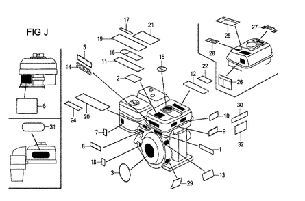 Fig-10 Diagram and Parts List for GX120T1 Type SD16 Honda Engine