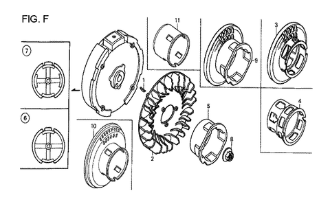 Fig-6 Diagram and Parts List for GX120T1 Type QD Honda Engine