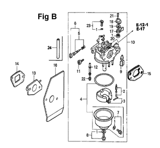 Fig-8 Diagram and Parts List for GXV160K1 Type N42 Honda Engine