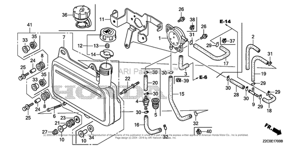 Fuel Tank + Fuel Pump Diagram and Parts List for GS190LA (typeQHAF)(GCACA-1000001) Honda Engine