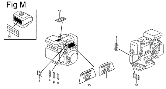 Fig-13 Diagram and Parts List for GC190A Type QHAF Honda Engine