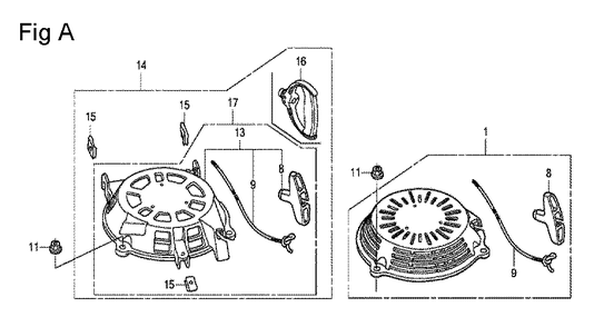 Fig-1 Diagram and Parts List for GCV160A Type N7A1 Honda Engine