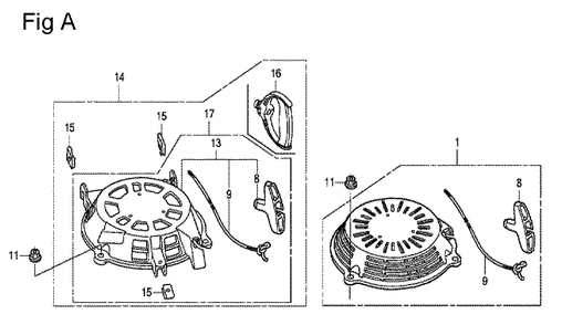 Fig-1 Diagram and Parts List for GCV160A Type E1A4 Honda Engine