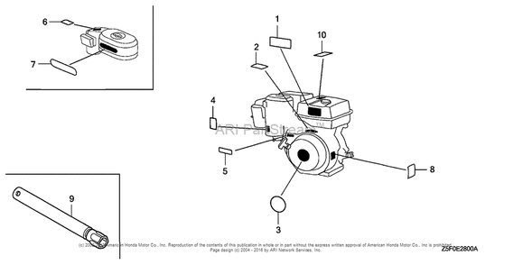 Part Location Diagram of 87521-Z8S-000 Honda Emblem (Gx240)