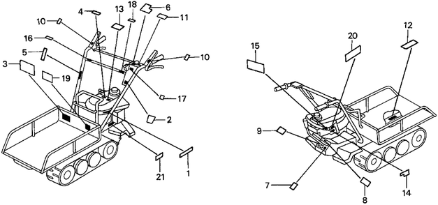 Labels Diagram and Parts List for HP250 (Type  CA)(NA1-2000001 - 2599999) Honda Lawn Tractor Accessories