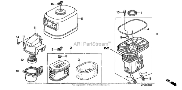 Air Cleaner Diagram and Parts List for GX270UH (typeQXC9)(GCAGH-0000001) Honda Engine