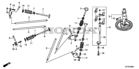 Camshaft Diagram and Parts List for GXV690RHX (Type TAF3)(GJAEH-2000001-9999999) Honda Engine